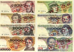Lengyelország 1979. 50Zl,100Zl,200Zl,500Zl,1000Zl,2000Zl, 10000Zl,20000Zl 8 klf db "Specimen" fny-sal T:I
