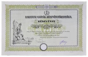 1926. "Baranyai Gazdák Részvénytársasága" részvény 75 Pengőről, szelvényekkel T:II Hungary 1926. "Farmers of Baranya County Ltd."  stock in 75 Pengő value with coupons C:XF