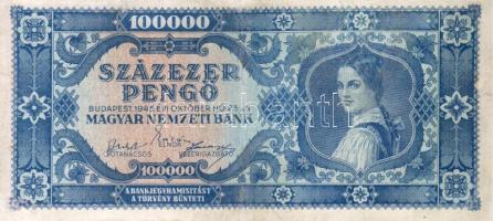 1945. 100.000P "kék" T:restaurált RRR!!!