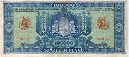 1945. 100.000P "kék" T:restaurált RRR!!!