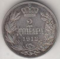 Szerbia 1912. 2D Ag "I. Péter" T:3 Serbia 1912. 2 Dinara Ag "Peter I" C:F