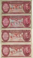1947. 100Ft "Minta" lyukasztással T:II, 1949. 100Ft "Minta" lyukasztással T:I, 1...