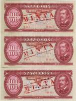 1947. 100Ft "Minta" lyukasztással T:II, 1949. 100Ft "Minta" lyukasztással T:I, 1...
