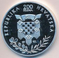 Horvátország 1997. 200K Ag "Franjo Tuđman" T:PP Tanúsítvánnyal dísztokban!
Croatia 1997. 2...