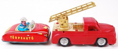 2db Lemezárugyár játékautó (törpeautó, tűzoltóautó)