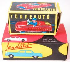 2db Lemezárugyár játékautó (törpeautó, tűzoltóautó)