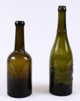 2db sörös üveg, az egyik Breuer Mór Szeghalom felirattal /  2 beer vintage bottles, 24cm, 29cm