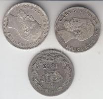 Románia 1873. 50b Ag + 1884B-1900. 50b Ag "I. Károly" (3x) T:2-
Romania 1873. 50 Bani Ag +...