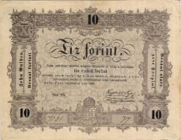 1849. 10Ft feketén nyomott szöveg és számok erősen jobbra tolódva! T:II Csak hajtva, den nem törve!
