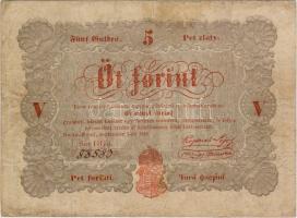 1849. 5Ft "Kossuth-bankó" címer erősen jobbra tolódva! T:II