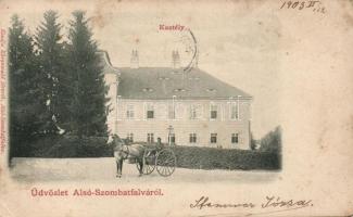 Alsószombatfalva castle with horse cart (EK)