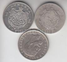 Románia 1894-1906. 1L Ag "I. Károly" (3x) T:2-,3
Romania 1894-1906. 1 Leu Ag "Carol I...