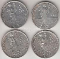 Románia 1910-1914. 2L Ag (4x) T:vegyes Romania 1910-1914. 2 Lei Ag (4x) C:mixed