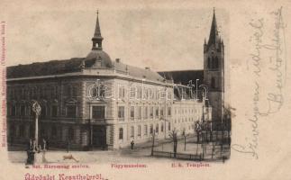 Keszthely Főgimnázium, Szentháromság szobor, katolikus templom (lyuk / pinhole)