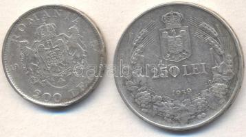 Románia 1942. 200L Ag "I. Mihály" + 1939. 250L Ag "II. Károly" T:2-,3 Romania 1942. 200 Lei Ag "Mihai I" + 1939. 250 Lei "Carol II" C:VF,F