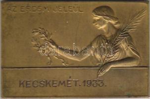 1930. "Kecskemét" bronz emlékplakett T:2