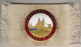 1903. "Erzsébet híd avatása" zománcozott kitűző T:2