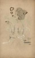 La Favorite II; erotic litho art postcard s: Raphael Kirchner (fl)