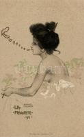 La Favorite VI; erotic litho art postcard s: Raphael Kirchner