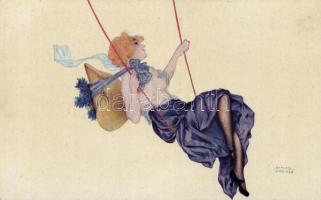 LEscarpolette; Erotic art postcard s: Raphael Kirchner