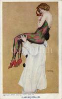 Harlequinade; Erotic art postcard s: Raphael Kirchner