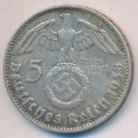 Német 3. Birodalom 1938D 5M Ag "Hindenburg" T:2-
German Third Reich 1938D 5 Marks Ag &quot...
