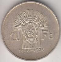 1956. 20Ft Ag "Tízéves a Forint / Lánchíd" T:2