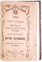 1880-1890 Magyar és német nyelvű gumi-, fegyver-, ruhanemű és vetőmagárjegyzékek egybekötve: Vereini...