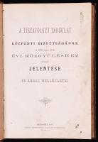 A Tiszavölgyi Társulat központi bizottságának az 1879. junius 15-iki évi közgyüléshez intézett jelentése és annak mellékletei. Bp., 1879, Pesti Könyvnyomda R.-T.; A Tiszavölgyi Társulat központi bizottsága által 1879. évi junius hó 16-án és 17-én rendezett szakértői értezlet eredménye. Összeáll. Gonda Béla. Bp., 1879, Wilckens F. C. és Fia; A duna-tiszai, vagyis a Pest, Szeged, Szabadka és Kula közti csatorna ügyében. Gróf Zichy Jenőtől. Pest, 1868, Emich Gusztáv. Egybekötve korabeli egészvászon kötésbe, 1db térképmelléklettel, a kötés kopott, salétromos