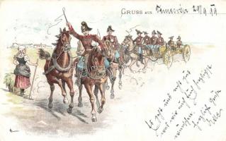 1899 Hungarian cavalrymen litho (EK)