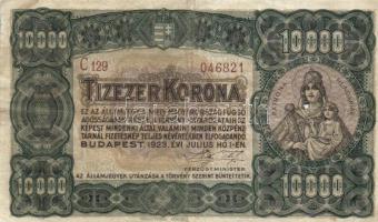 1923. 10.000K barna sorszám "Orell Füssli Zürich" C 129-as sorozat T:III kis lyuk Madonna nyakánál