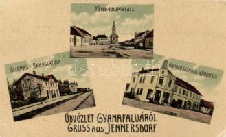 Gyanafalva Main square, railway station, the shop of Würditsch (EK)