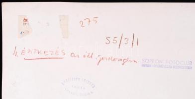 1954 Őrszigety Frigyes: Építkezés, hátoldalán jelzett, 40x30cm