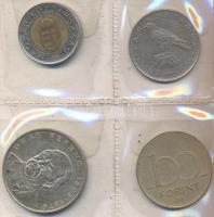 Kis magyar forgalmi fémpénz gyűjtemény berakóban, benne 1994. 200Ft Ag "Deák" T:vegyes