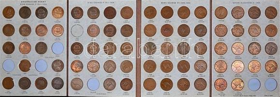 Ausztrália 1911-1964. DANSCO dísztokos Penny gyűjtemény 73db különféle évjárattal illetve variánssal...