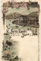 Zell am See Hotel Krone, floral litho