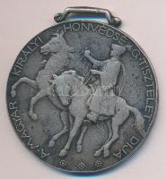 1930. "A Magyar Királyi Honvédség Tisztelet Díja - Levente Díjugratás Nyíregyháza" jelzett Ag díjérem (35.58g/45mm) T:2- Hungary 1930. "Prize Medal of the Hungarian Royal National Defense - Levente show-jumping in Nyíregyháza" hallmarked Ag medallion (35.58g/45mm) C:VF