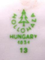 Bolha tétel: kistányérok, kiskancsó + Hollóházi kulacs Kőszeg látképpel, jelzett, hibátlan + kézi fe...