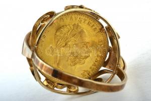 Ausztria 1915. 1D Au "Ferenc József" (3.50g/0.986) utánveret jelzett arany gyűrű(0.585) fo...