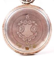 1893-1934 Antik, svájci, ezüst (Ag) tokos, kulcsos zsebóra porcelán számlappal, kulccsal, 800-as tis...