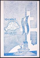 1936 Magyar Szövetség Ereklyés Országzászló Nagybizottsága pártoló tagsági jegy, kitöltetlen, hátoldalán irredenta, kőnyomatos illusztráció