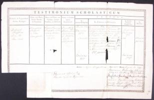 1830-1858 3db iskolai bizonyítvány (az egyik érettségi bizonyítvány) 3db szárazpecséttel és 1db 15kr...