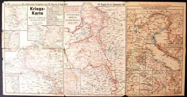1915-1916 Kriegskarte. 3d térkép az I. világháború különböző hadmozdulatairól német nyelvű magyaráza...