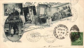 Chinese types, pharmacy, fortune teller, opium den; folklore