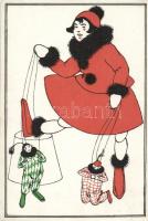 Clown, art postcard, Paula Strenitz