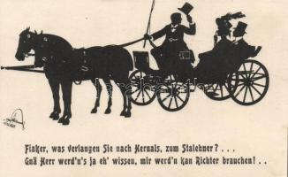 Wien XVII. Stalehner / Wiener Fiaker, carriage, silhouette