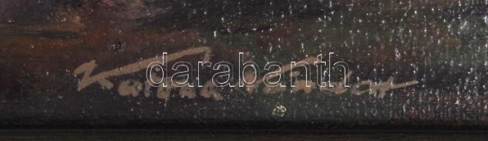 Katona Nándor jelzéssel: Alpesi táj. Olaj, farost, keretben 28×34 cm