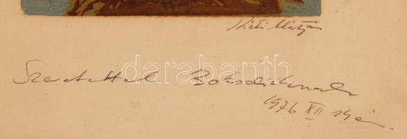 Réti Mátyás (1922-2002): Virágcsendélet. Színezett linó, jelzett, üvegezett keretben 46×33 cm