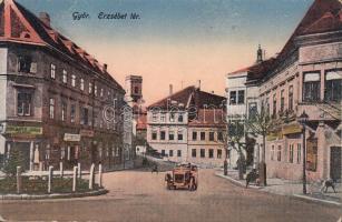 Győr Erzsébet tér, Birkmayer János üzlete, automobil (fa)