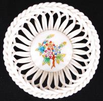 Herendi Viktória mintás kis kosár, kézzel festett, hibátlan, jelzett, d:9 cm